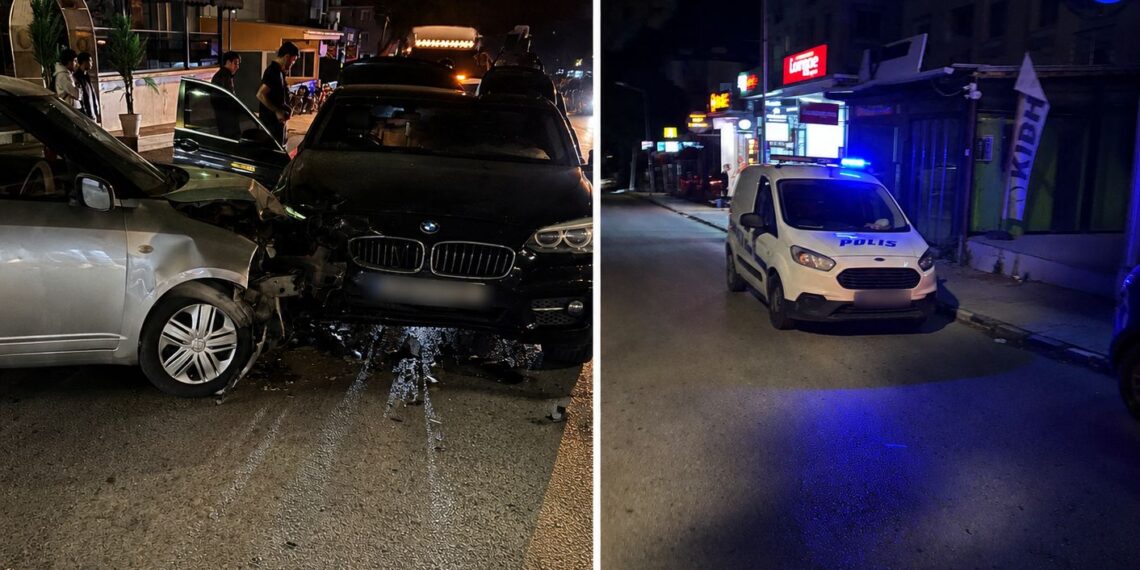 Two Cars Collide Near Starling market In Lefke